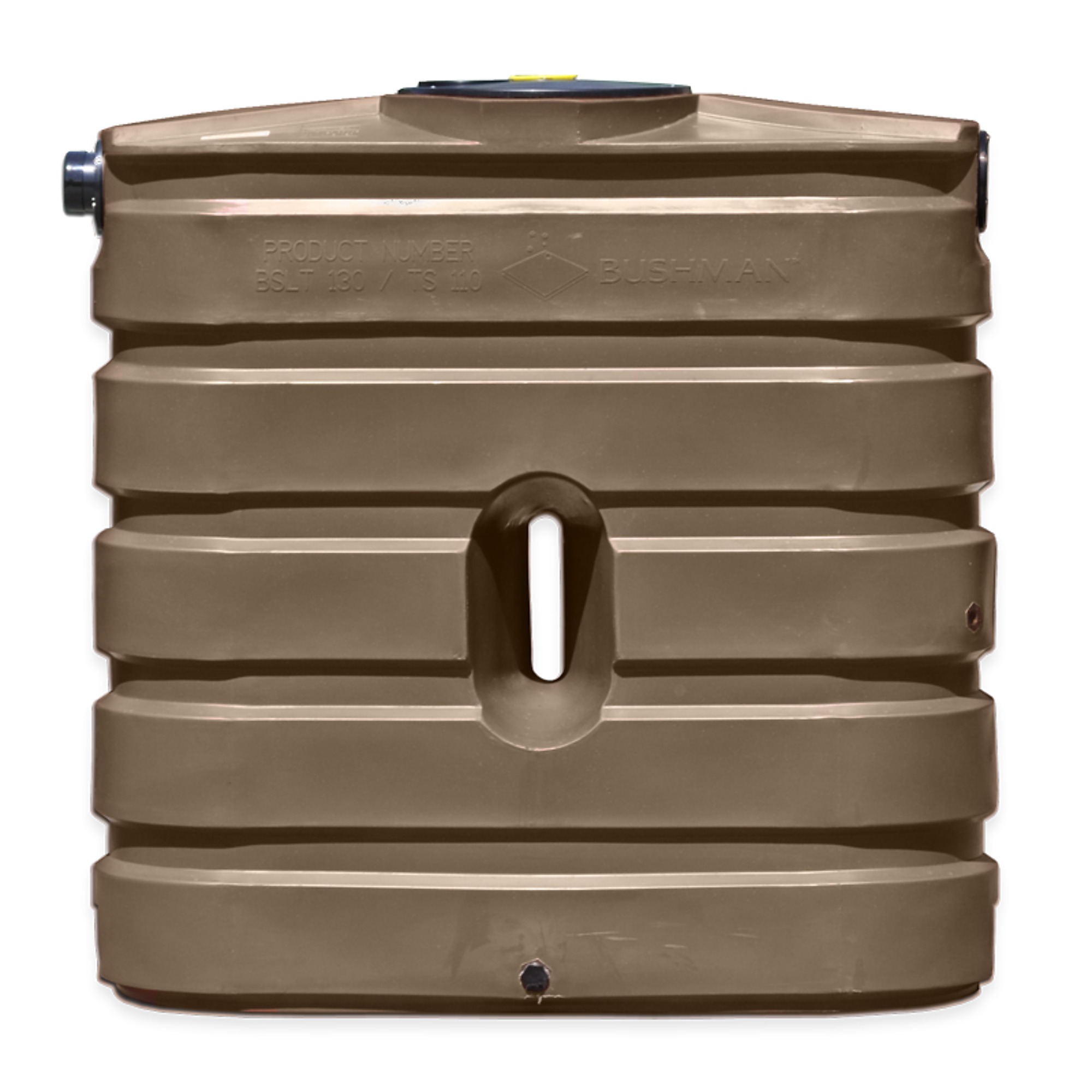 Bushman, 130G Slimline Rainwater Harvesting Tank Mocha, Max. Capacity 130 Gal, Max. PSI 0 Material Polyethylene, Model# 45485-DS